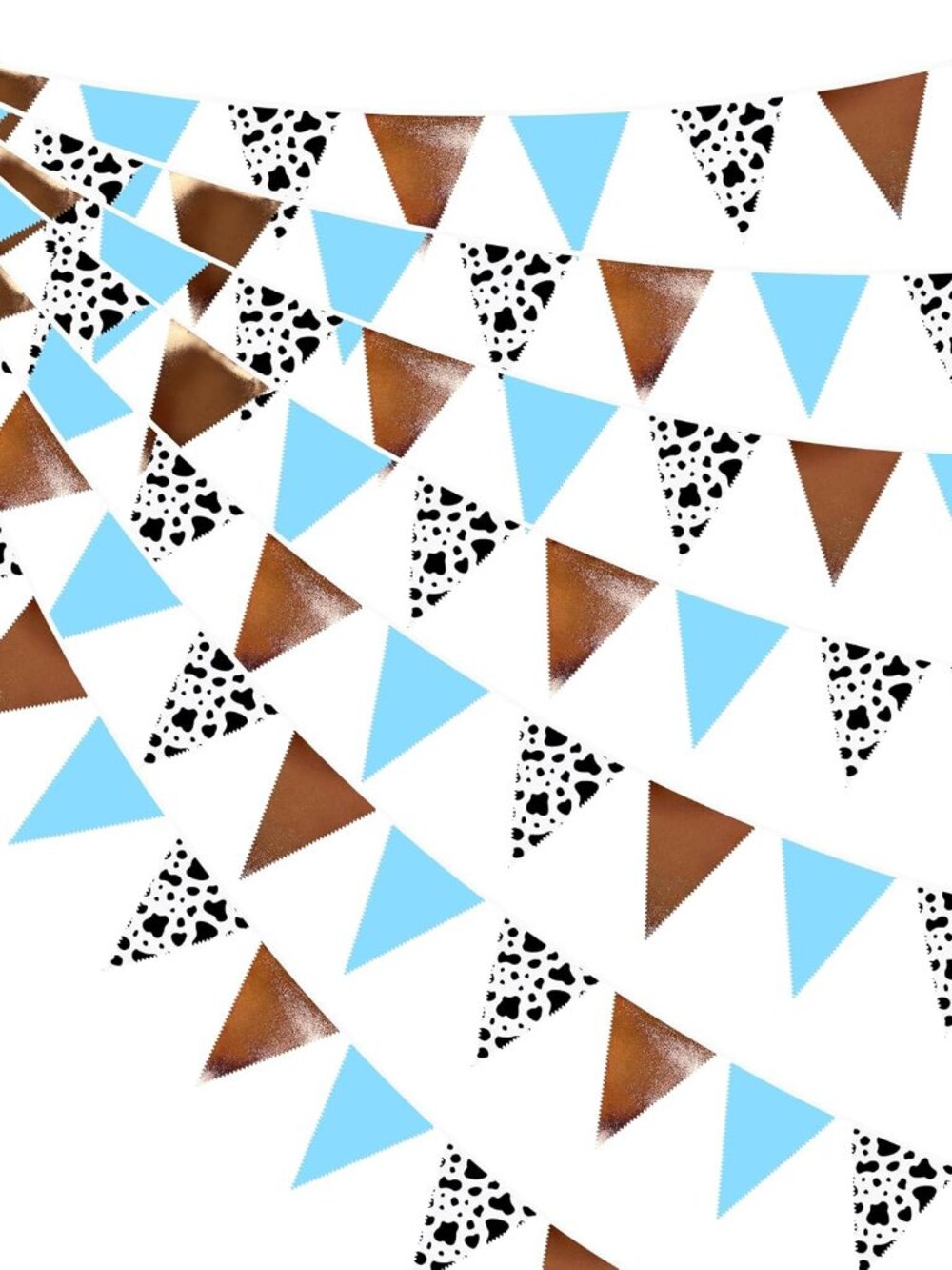 32Ft Cow Party Decorations Blue Brown Western Cowboys Triangle Flag Fabric Banne